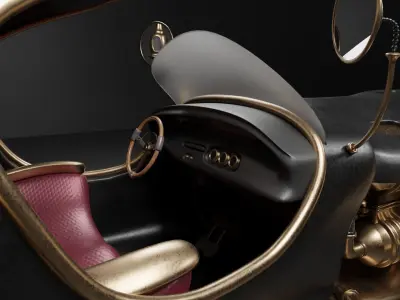 Steam Punk Vintage Car Mid-poly Low-poly 3D model