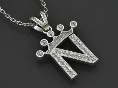 N letter pendant 3D print model