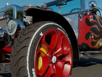 HotRod hot rod car with flames 3D model