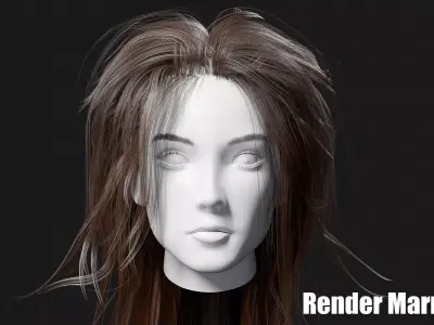 Hair for AAA games Unreal Engine 4 and 5 Low-poly 3D model