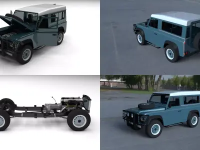 Full Land Rover Defender 90 Station Wagon HDRI 3D model