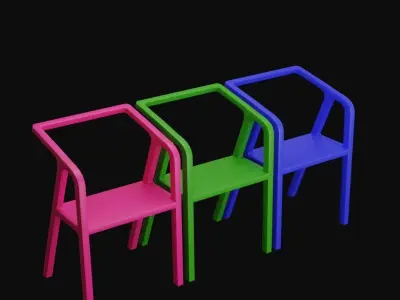 Neon Trio Chairs Free low-poly 3D model