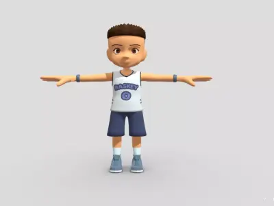 Sports Basket ball Player Boy Low-poly 3D model