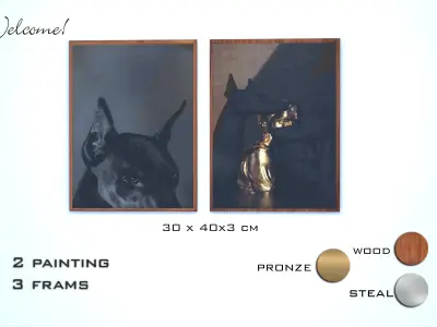balck dog wall frame 3D model