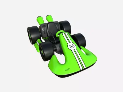 Cartoon Kart D04 Green - Vehicle Racing Design Low-poly 3D model