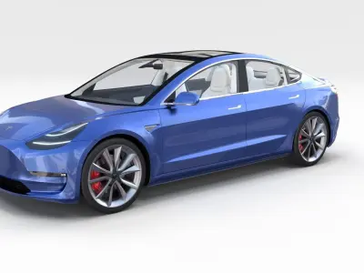 Tesla Model 3 with interior Pack 3D model