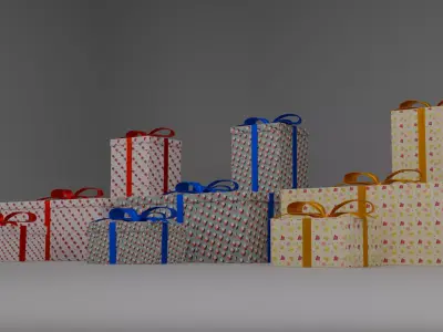 Holiday Gift Box Collection  New Year  Christmas 3D Present Set 3D model