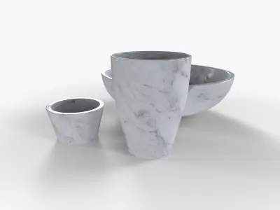 Bowl Marble Set Low-poly 3D model