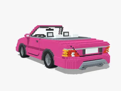 Voxel Convertible Car Barbie Style Low-poly 3D model