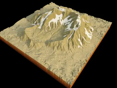 snow mountain with crater free 3d terrain model Free low-poly 3D model