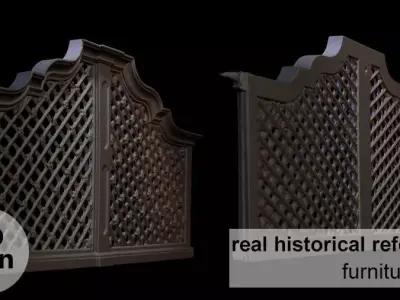 Furniture 022 wooden railing 3D print model