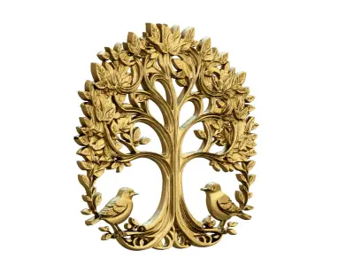 decor set wall panel wall tree  relief mural CNC 44 3D model