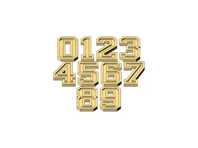 Stepped NBA font numbers miniset 3D print model