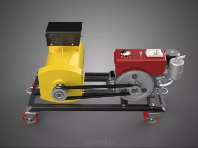 WHEELED ENGINE DIESEL POWER GENERATOR SET GENSET DYNAMO MOTOR AC 3D model