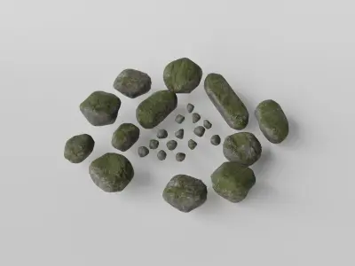 Mossy Stone Set Free low-poly 3D model
