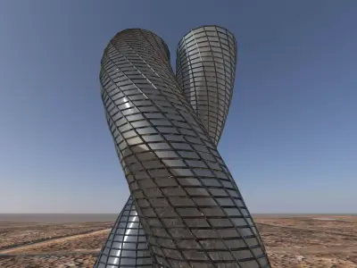 Glass twin tower 3D model