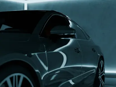 Sci-Fi Garage with Sports Car 3D model