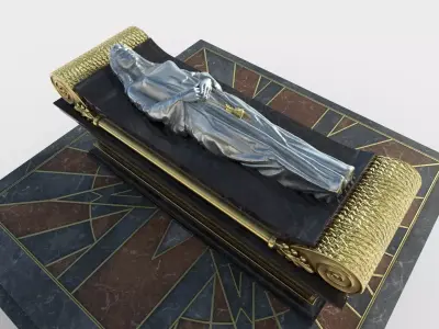 Queen Tomb with silver statue Low-poly 3D model