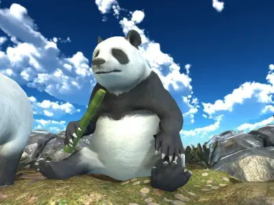 Panda Lowpoly AR VR Fully Rigged Animated Low-poly 3D model