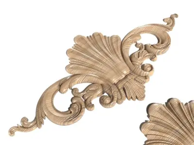 Cartouche-026 set of ornate wood carvings 3D model