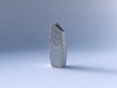 Vase bent rectangle with horizontal wavy layers 3D print model
