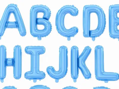 Balloon Alphabet Blue 3D model