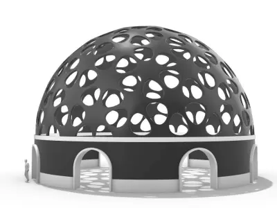 Geodesic Dome Pavilion Architectural structure with Entry  3D model