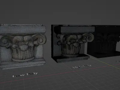 3D Scan of a Decorative Architectural Capital Low-poly 3D model