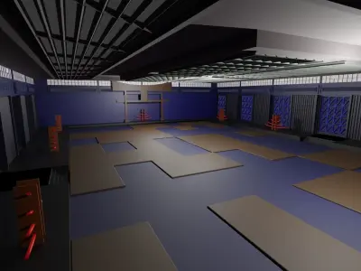 Dojo Fighting Hall Low-poly 3D model
