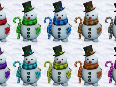 SNOW MAN RIGGED ANIMATED 2 Low-poly 3D model