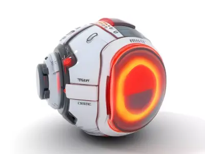 Futuristic Cyber Sphere Model Pack with Glowing Elements Low-poly 3D model