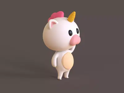 Little Funny Unicorn Animated  Low-poly 3D model