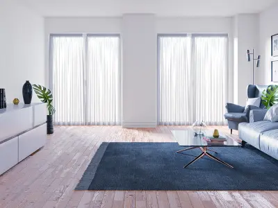 White Living Room Interior scene 3D model