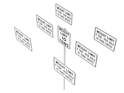 Road Sign - US - R12 Series Weight Limits 3D model
