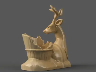 deer  planter - vase - urn - candy dish - candle holder  3D print model