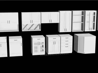 Vray and UE4 Shake Style Cabinets - 16 modular models Low-poly 3D model