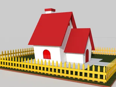 Cartoon House Low-poly 3D model