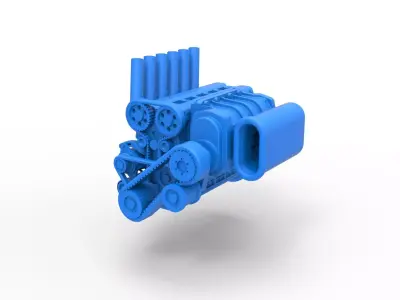 Supercharged straight-six engine Version 2 Scale 1 to 25 3D print model