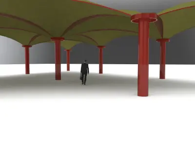 Triangulated tent structure tetrahedral design shade tents Low-poly 3D model