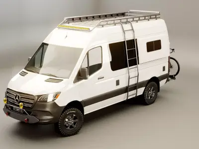 Mercedes Sprinter 4x4 Camper with Bicycle  3D model