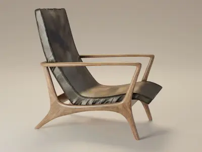 Mid-Century Armchair Low-poly 3D model
