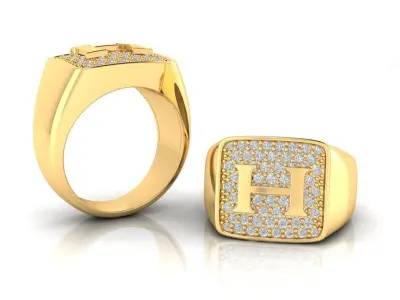 DIAMOND SIGNET RING 3D print model