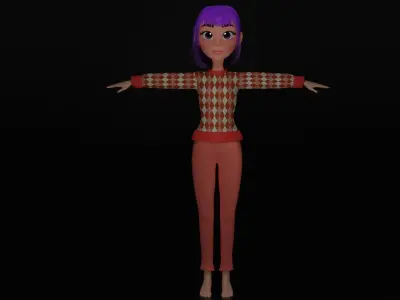 Cartoon Girl Low-poly 3D model