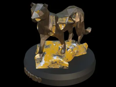 Steampunk Leopard Rock Low-poly 3D model