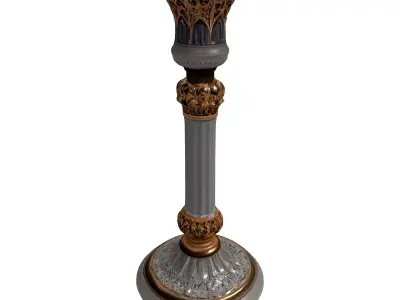 Ornate Vintage Candlestick Holder Low-poly 3D model
