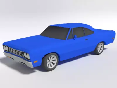 Low Poly Cartoon Plymouth Roadrunner Car Low-poly 3D model