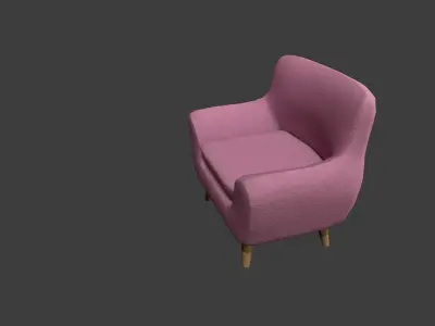 Pink Armchair Low-poly 3D model