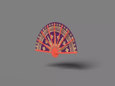 Fan Decoration V01 Cultural Wall Ornament 3D model