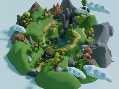 Environment Backyard Low-Poly 3D model