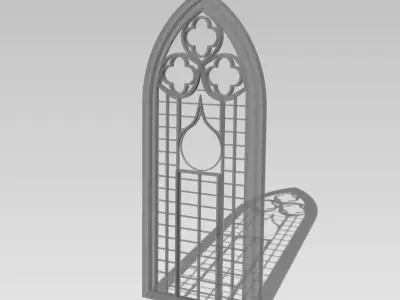 Gothic Stone Window 3D Model 3D model